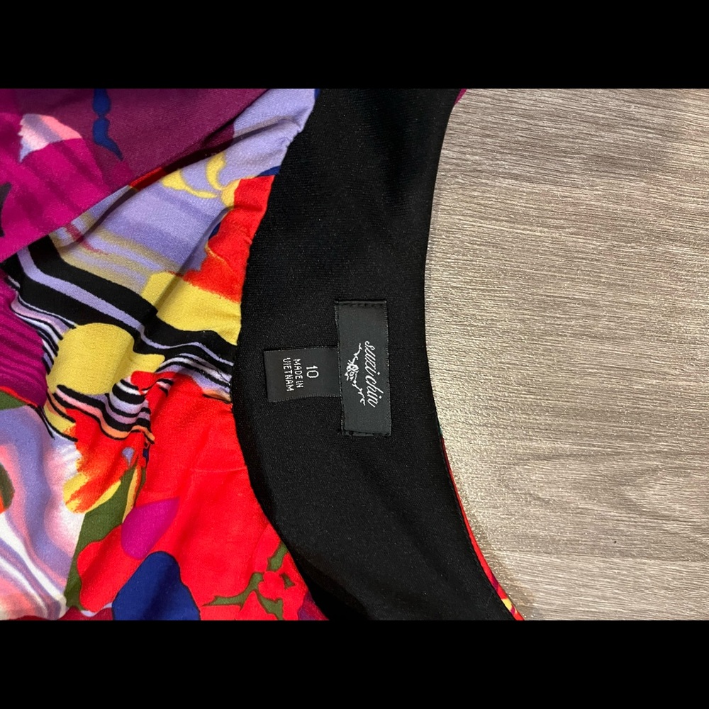 Colorful, sexy dress--gathered on the side